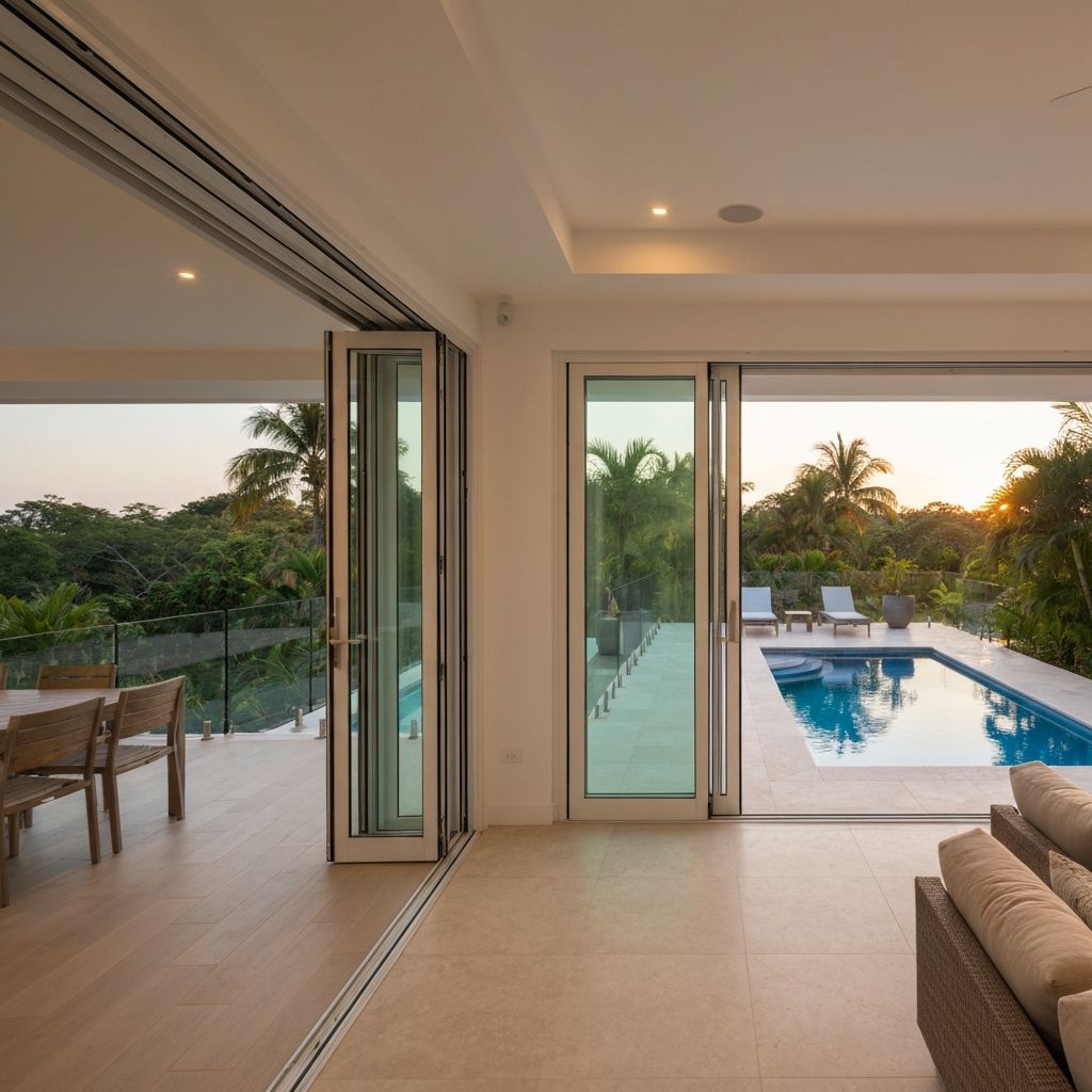 GATBOR folding door installation on a luxury Costa Rican home